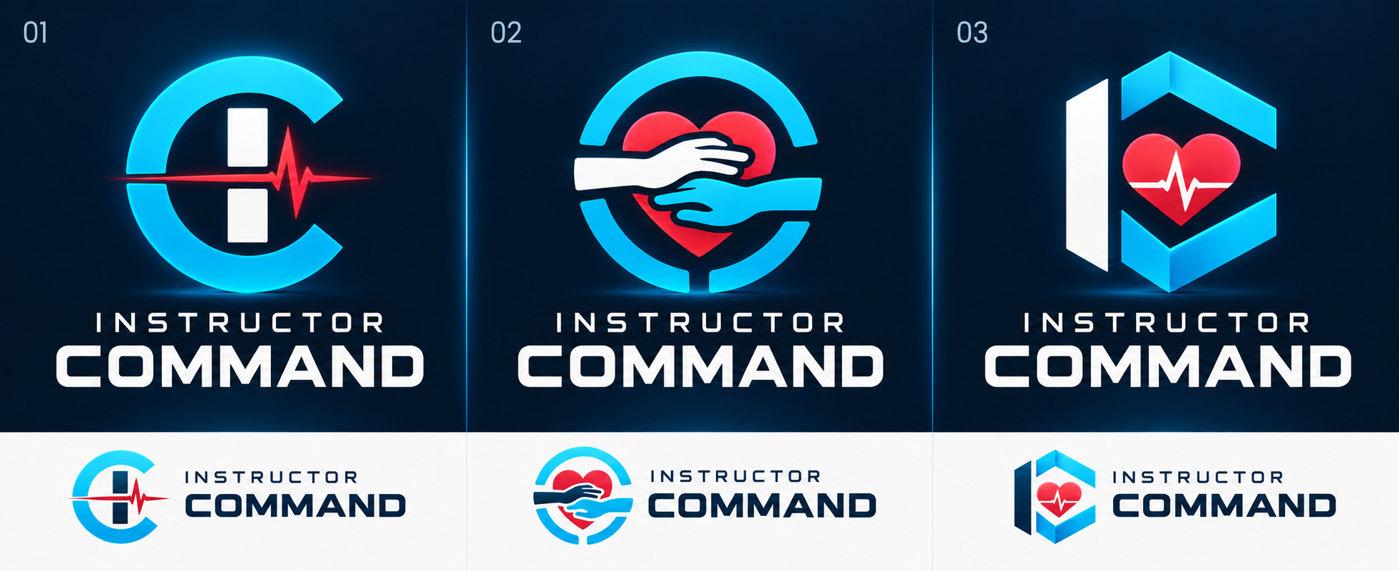 The exact approved Original 01: cyan C, white I, red pulse, and Instructor Command wordmark